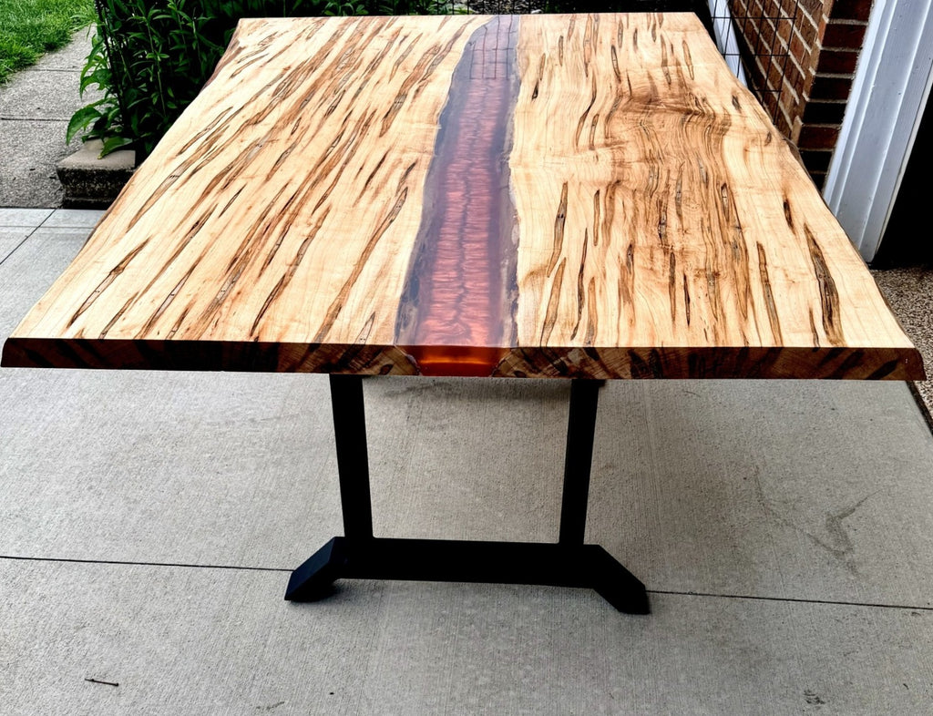 Ambrosia Maple River Table with Copper/Red Epoxy