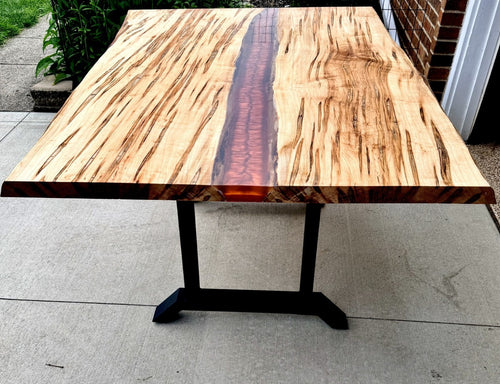 Ambrosia Maple River Table with Copper/Red Epoxy
