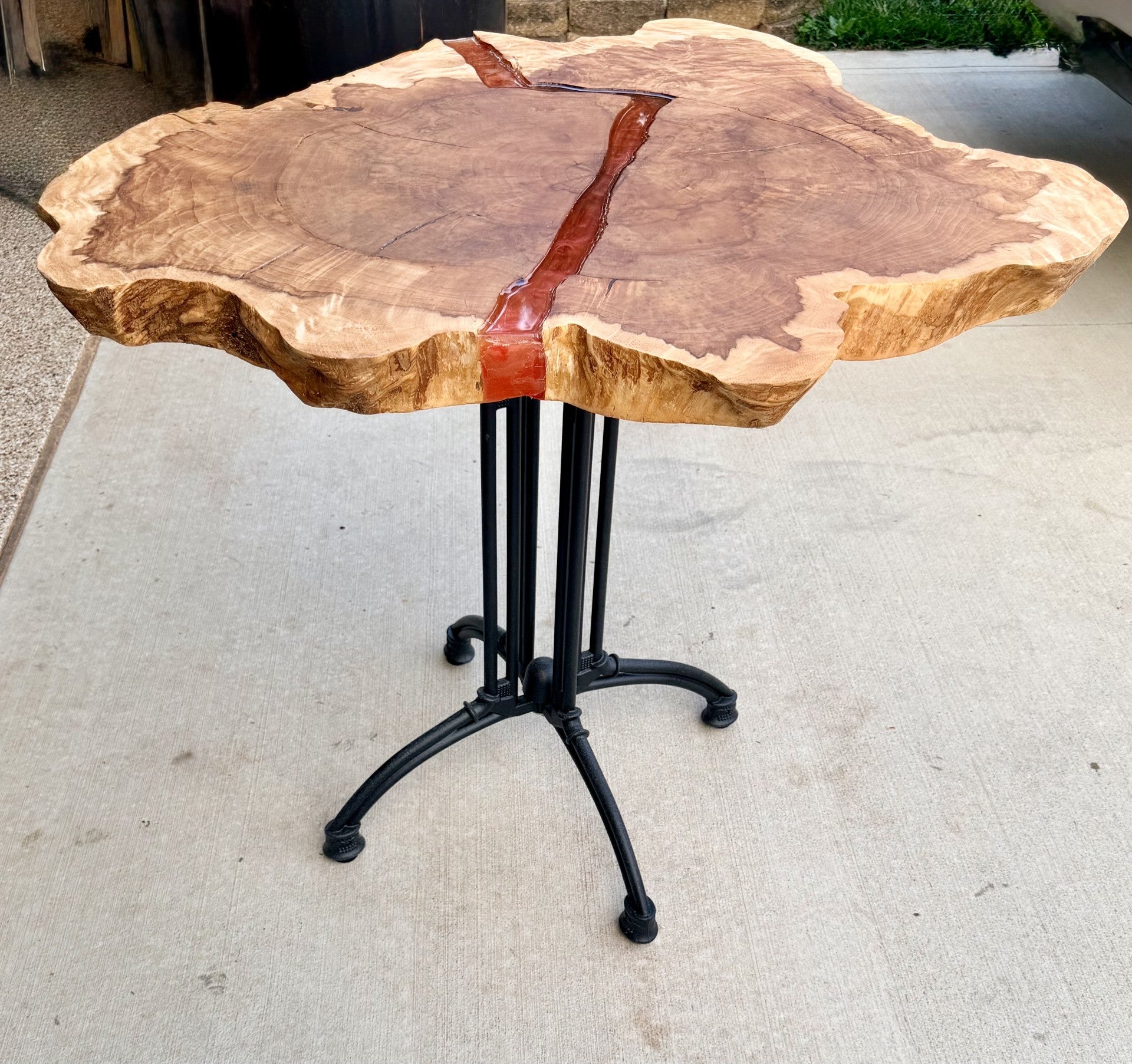 Hard Maple Cookie Table with Red Epoxy River