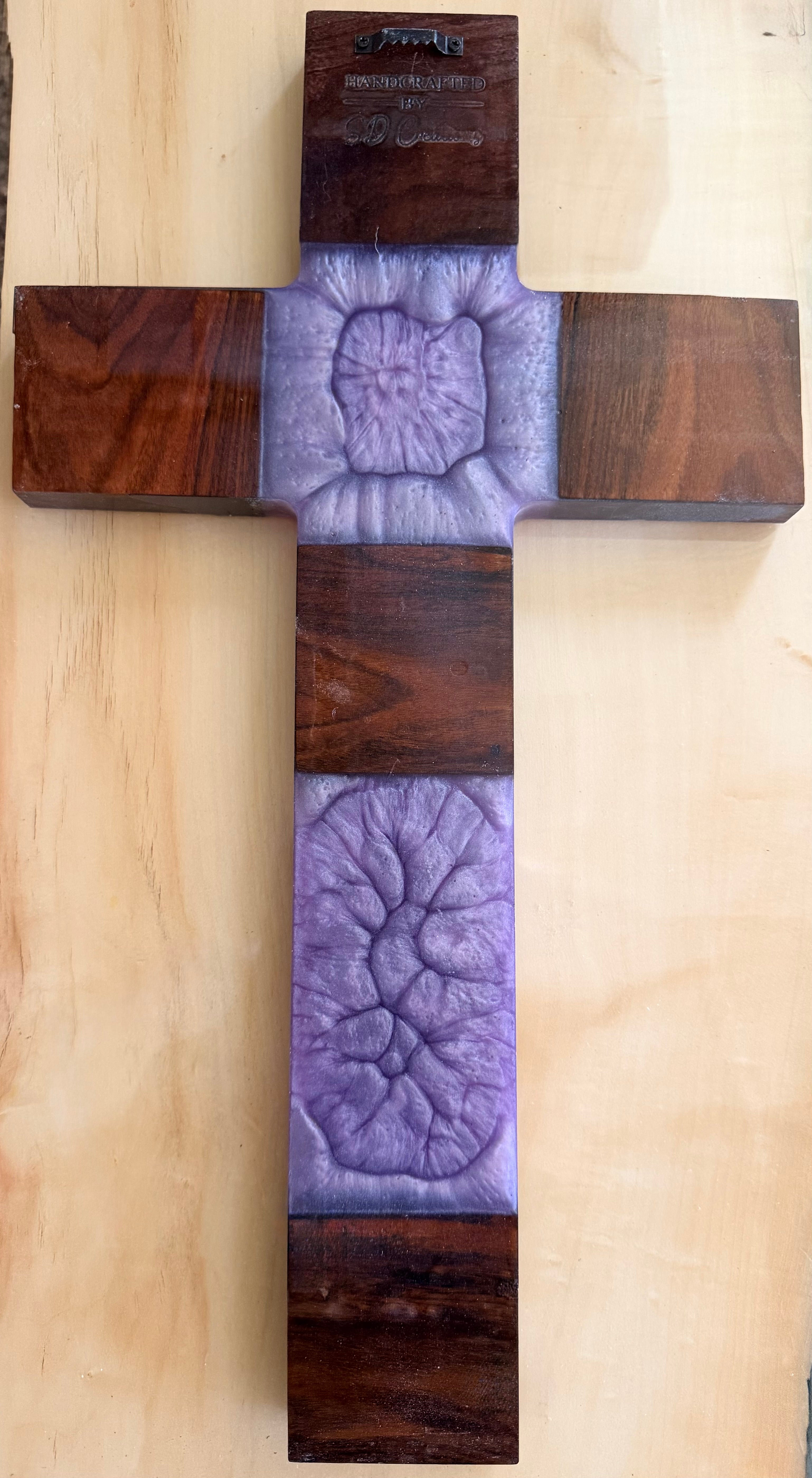 Lavender Epoxy & Merano Wood Cross