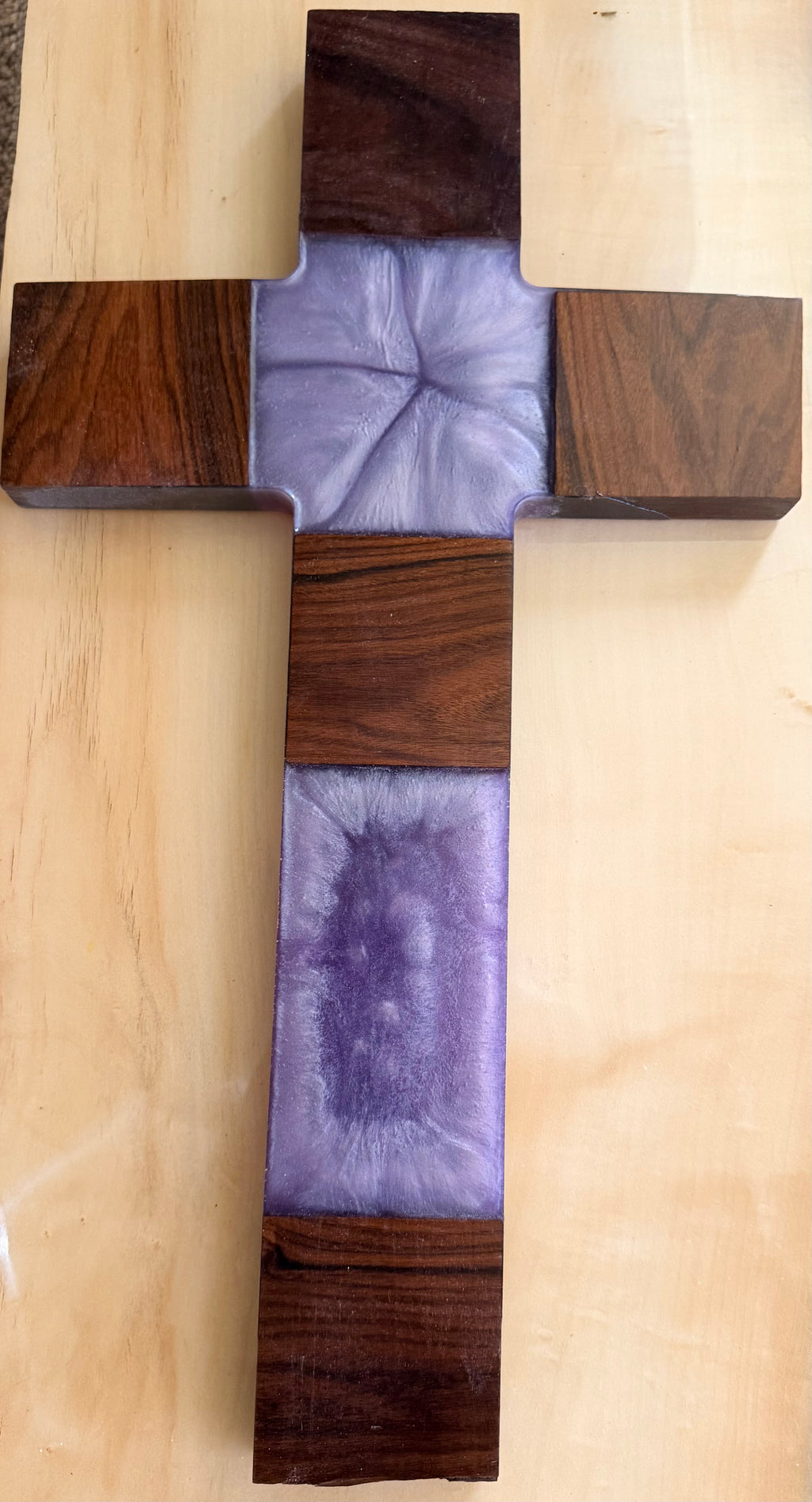 Lavender Epoxy & Merano Wood Cross