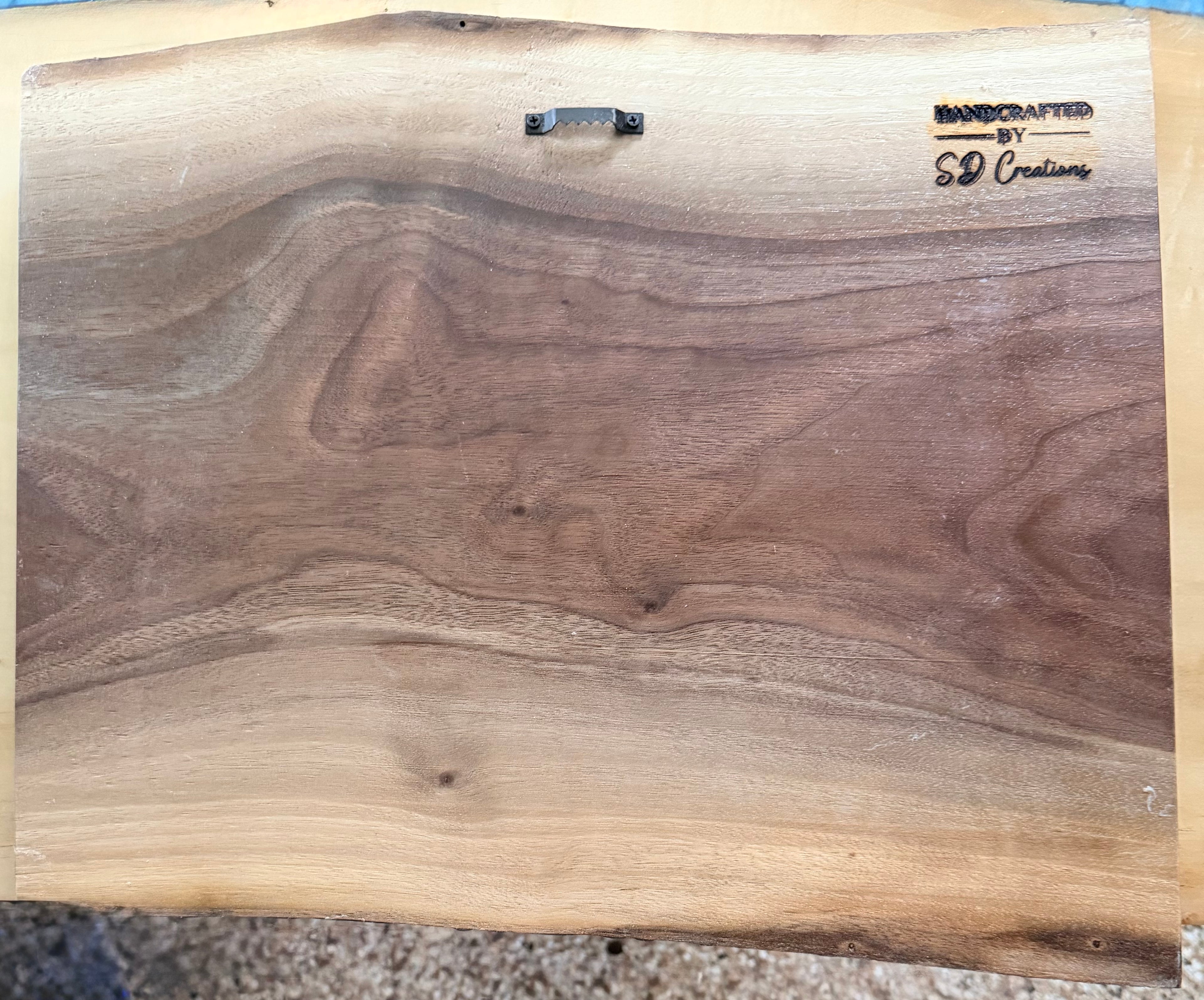 "Grateful Thankful Blessed" Live Edge Walnut Sign with Blue Epoxy