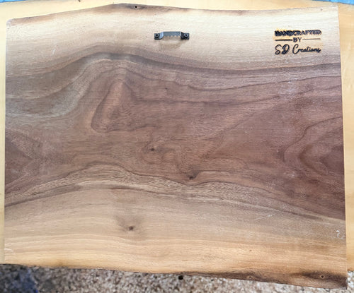 "Grateful Thankful Blessed" Live Edge Walnut Sign with Blue Epoxy