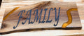 "FAMILY" Live Edge Walnut Sign with Amber Epoxy Accents