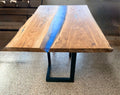 Blue Epoxy River Table – Live Edge Oak