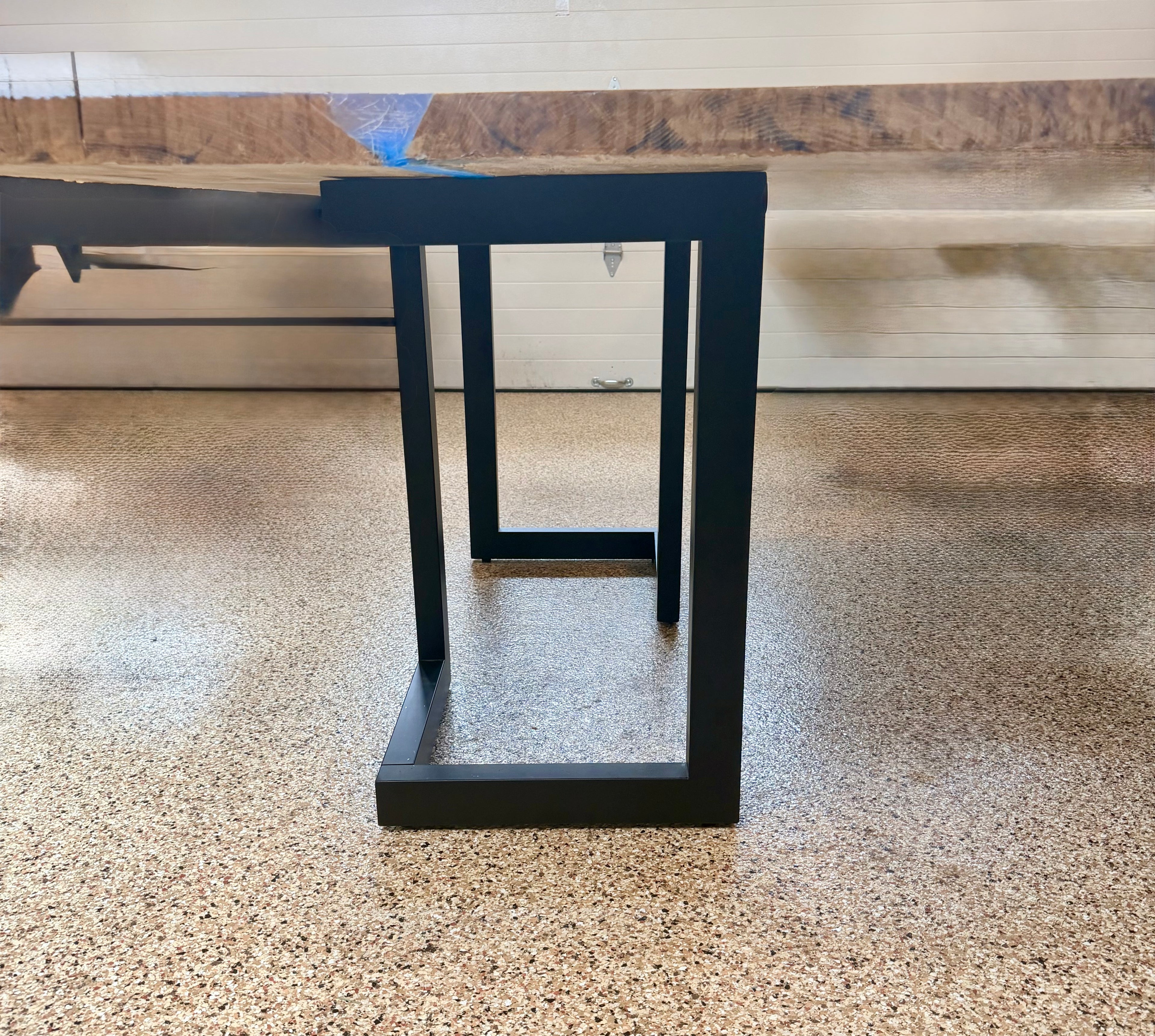 Blue Epoxy River Table – Live Edge Oak