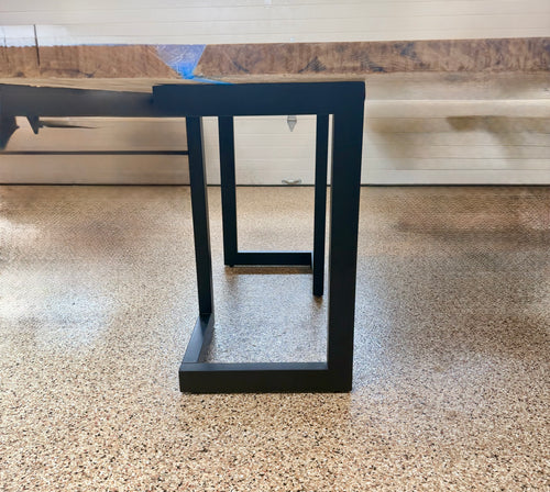 Blue Epoxy River Table – Live Edge Oak